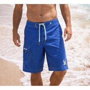 Hurley Board Shorts Mens 33 Blue Surf Swim Trunks Beach Skater Coastal Summer